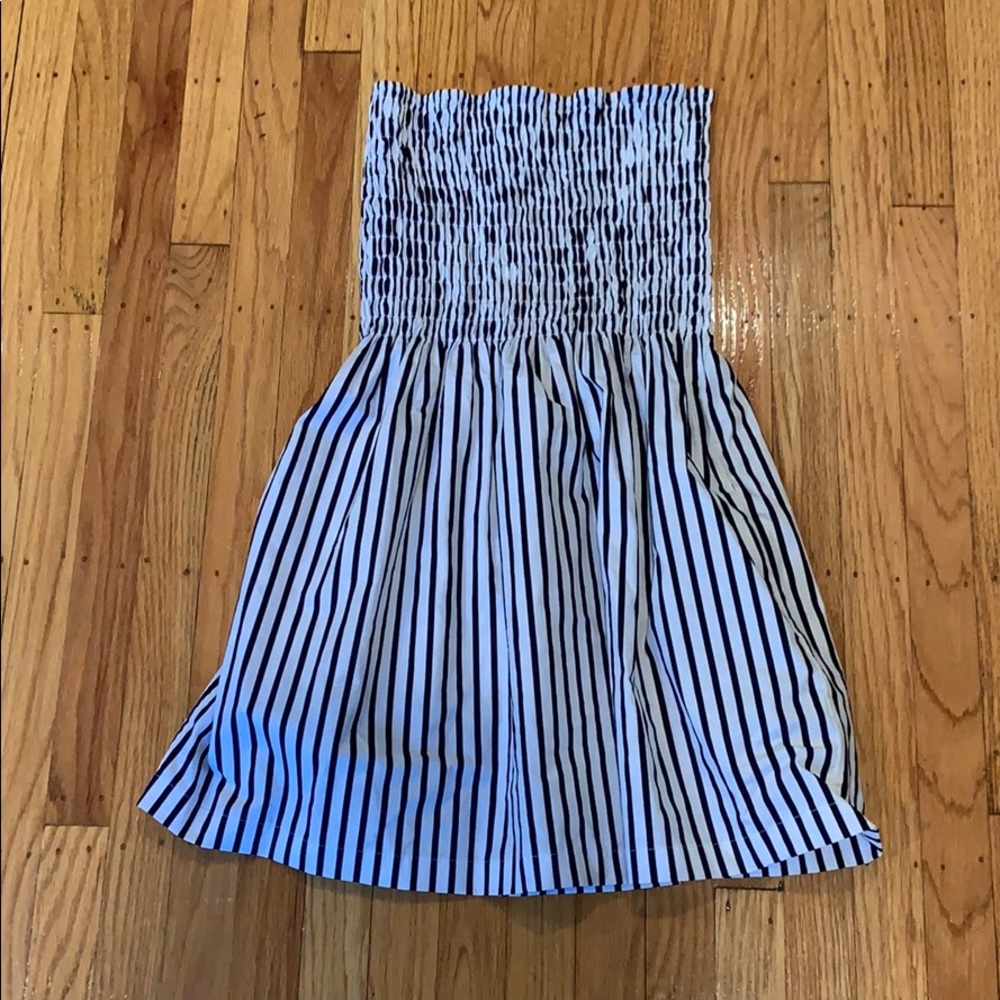 ATM striped strapless sundress with pockets